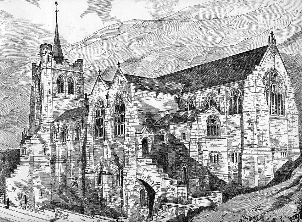 Dyluniad arfaethedig Eglwys St Ioan Abermaw gan Thomas Edward Pryce